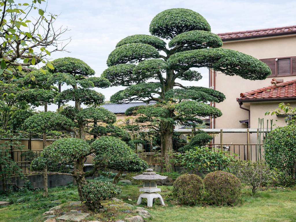 手入れされた和風庭園の剪定施工例